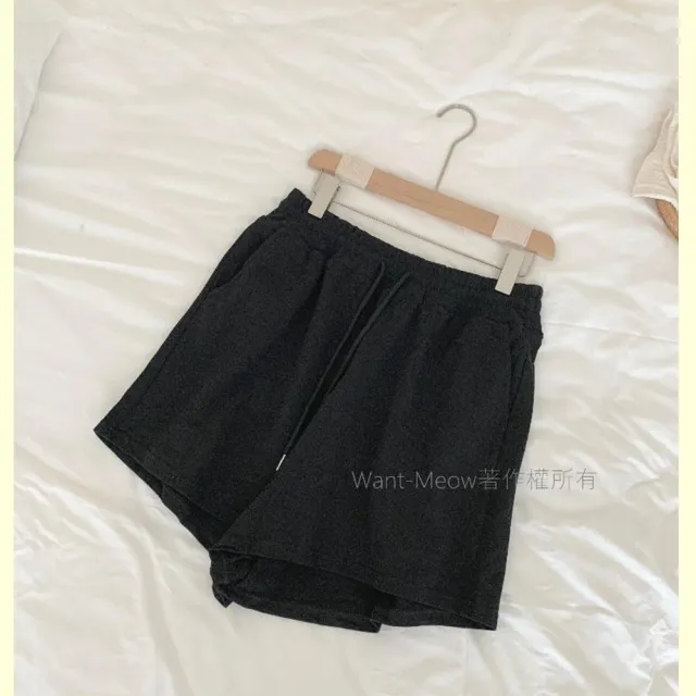 【Want-Meow】90公斤可穿/抽繩鬆緊腰棉A字短褲棉褲(大碼/大尺碼/加大碼/短褲)