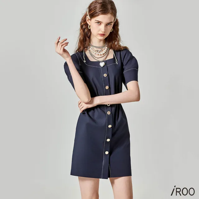 【iROO】月光海洋色短洋裝