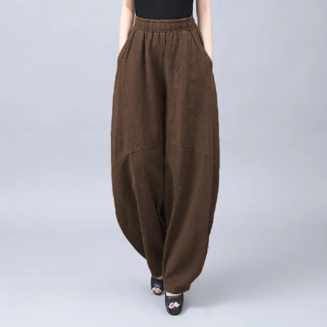 【ASister 小姊姊】AS2647#女裝｜棉麻休閒褲☆多巴胺燈籠哈倫褲(7色 M-3XL)