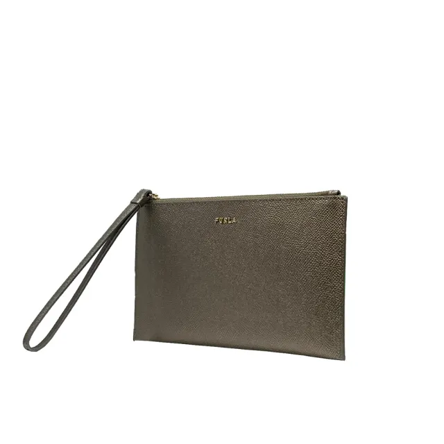 【FURLA 芙拉】WE00256 法國經典防刮牛皮金扣拉鍊手拿包(古銅色)