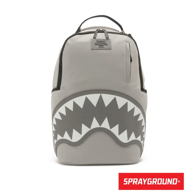 【SPRAYGROUND】簡約單色鋸齒鯊大容量後背包(灰色)