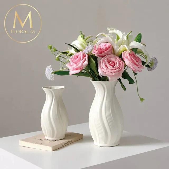 【Floral M】法式尼斯波光陶瓷花瓶(花瓶/插花/玻璃瓶/花器/花盆/陶瓷花瓶/桌面擺飾/居家裝飾)