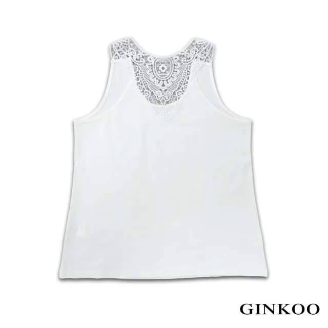 【GINKOO 俊克】蕾絲簍空圓領背心