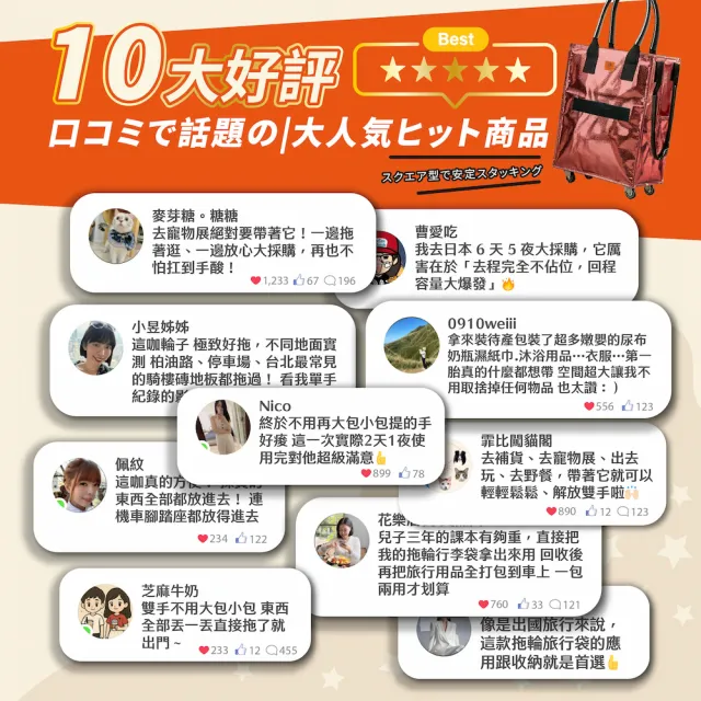 【双甡．森活】美型折疊拖拉袋(收納包/買菜車/購物車/旅行袋/露營裝備袋/手提拉桿包/媽媽包)