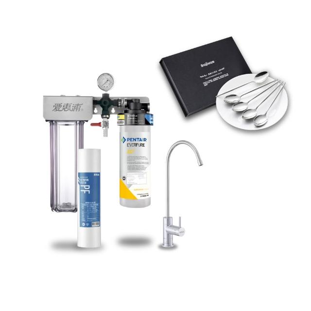 【EVERPURE 愛惠浦】櫥下型 PURVIVE Duo-AC2兩道式生飲淨水器(雙色無鉛龍頭任選/前置PP)