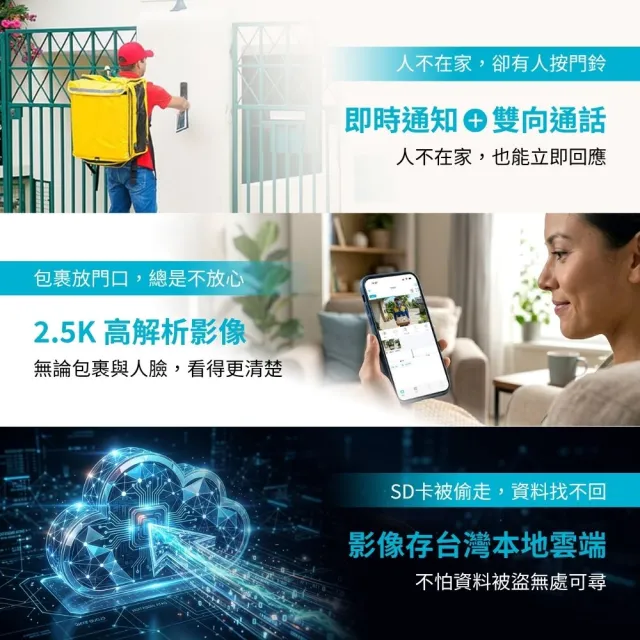 【spotcam】SpotCam Ring 3 台灣製 全無線 WiFi 防水IP65 智慧門鈴攝影機 (電池攝影機 門鈴 廣角 免插電)