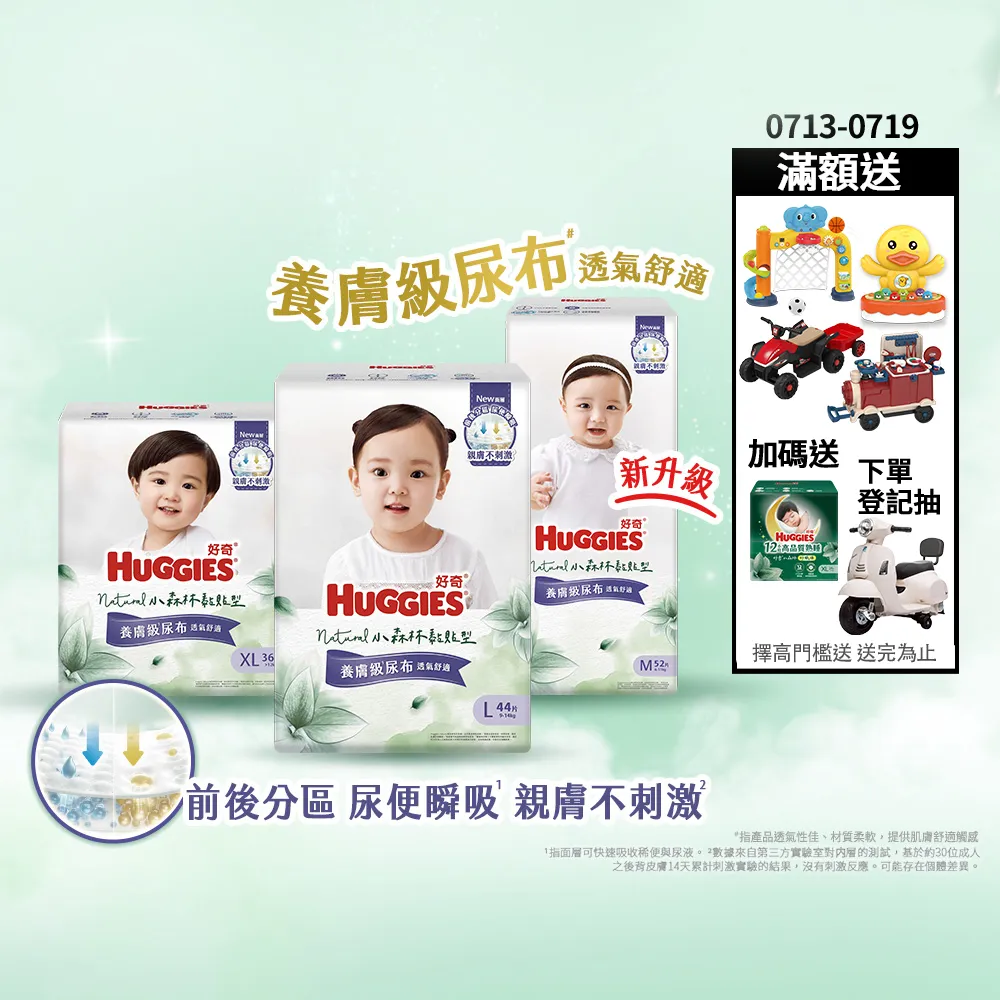 【HUGGIES 好奇】小森林黏貼型 M-XL(黏貼型紙尿褲/尿布/箱)