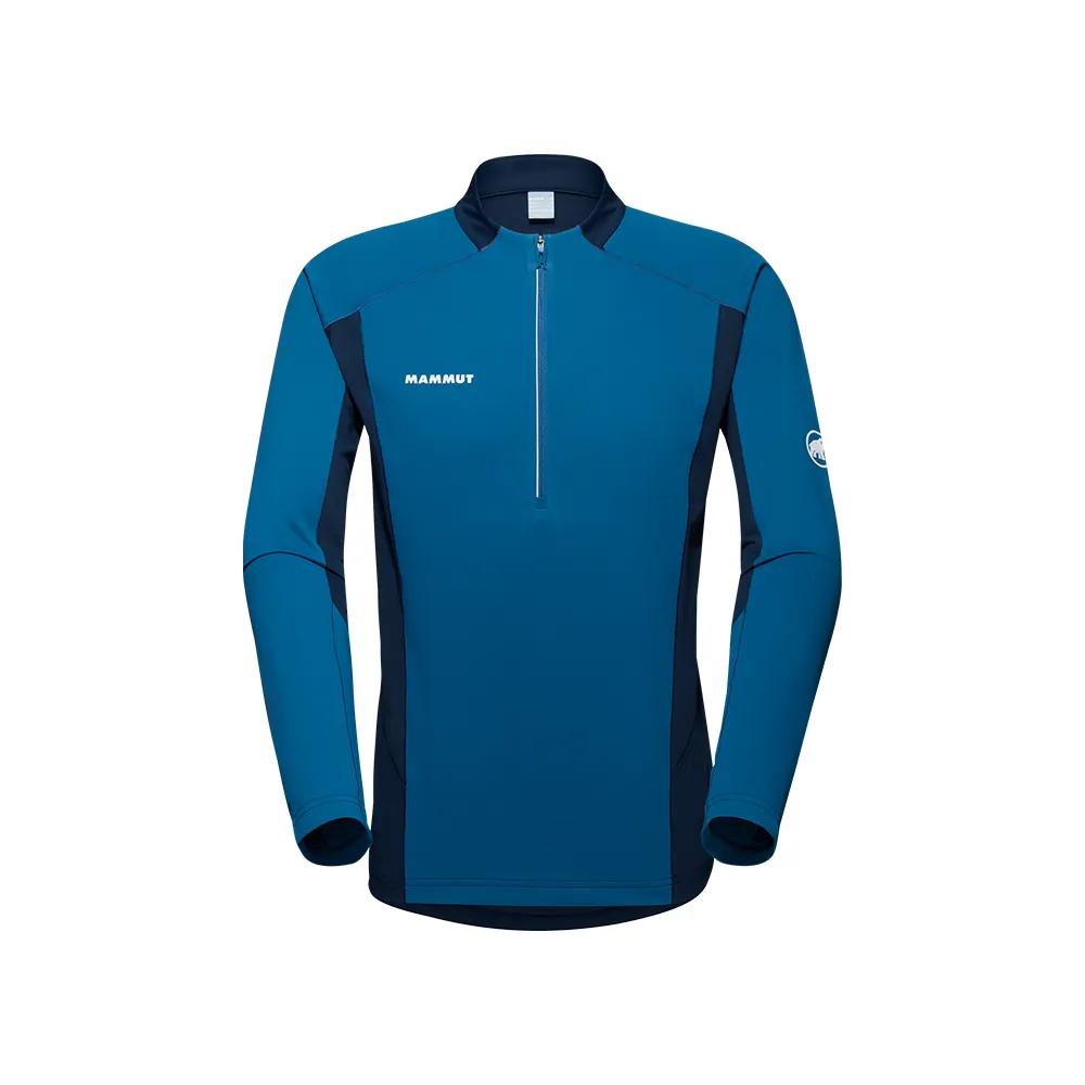 【Mammut 長毛象官方直營】Aenergy FL Half Zip AF 抗菌半拉鍊長袖排汗衣 深冰藍/海洋藍 男款 #1016-01310