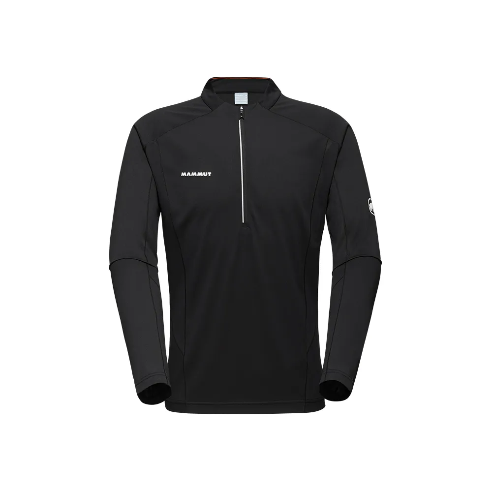【Mammut 長毛象官方直營】Aenergy FL Half Zip LS Men 輕量抗菌半拉鍊長袖排汗衣 黑色 男款 #1016-01330