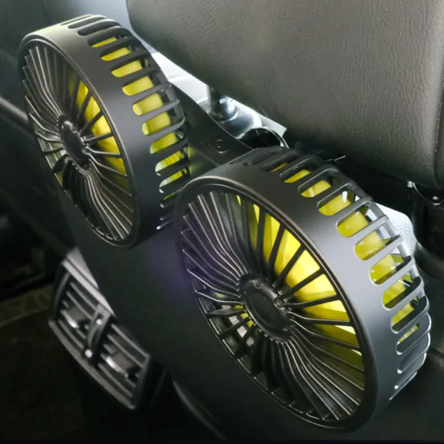 汽車後座專用雙頭風扇-USB款(車用風扇 USB風扇 後座風扇 車載風扇 雙頭風扇)