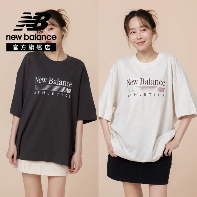 【NEW BALANCE】NB 復古Logo短袖上衣_女性_燕麥杏/黑灰_WT6297MKBLK_WT6297MKLIT(美版 版型偏大)
