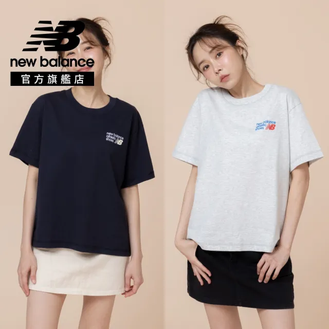 【NEW BALANCE】NB LOGO短袖上衣_女性_深藍/淺灰色_WT62B7V2AHH_WT62B7V2DNT(美版 版型偏大)