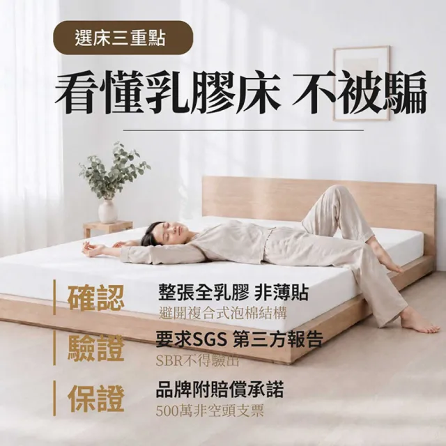 【森好眠】雙人7.5cm天然乳膠床墊5x6.2尺基本型經典款(薄床墊可摺疊折疊Sonmil森好眠)