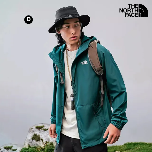 【The North Face】中性款透氣防潑水抗UV機能連帽薄外套(多款任選)