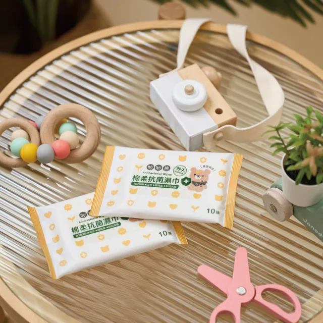 【妙妙熊】棉柔抗菌濕巾-10抽/包 超值10包組(抗菌防護/台灣製造/有效抑菌/環境物品專用)