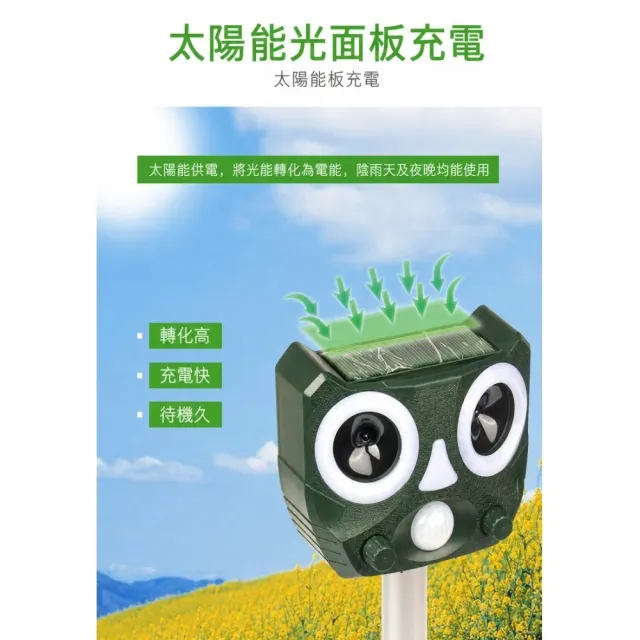 戶外太陽能動物驅逐器(驅動物神器 驅鼠器 驅狗器 驅蛇 驅鼠 驅鳥 超聲波 紅外感應)