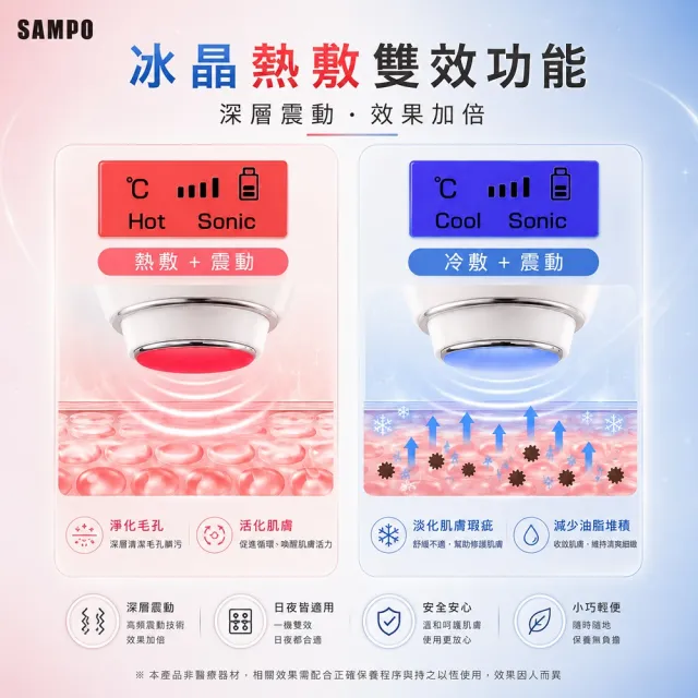 【SAMPO 聲寶】深層震動冷熱美顏儀 /溫熱美容儀(FY-Z1512L)