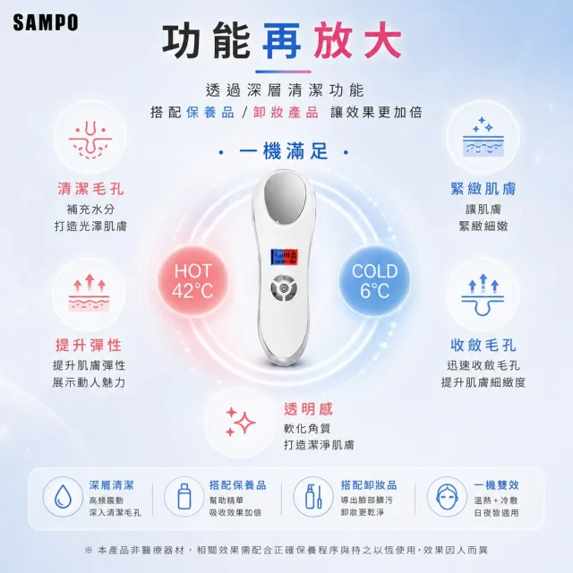 【SAMPO 聲寶】深層震動冷熱美顏儀 /溫熱美容儀(FY-Z1512L)