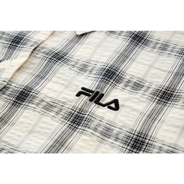 【FILA】女平織襯衫-米白底黑格 5WSA-5453-IV