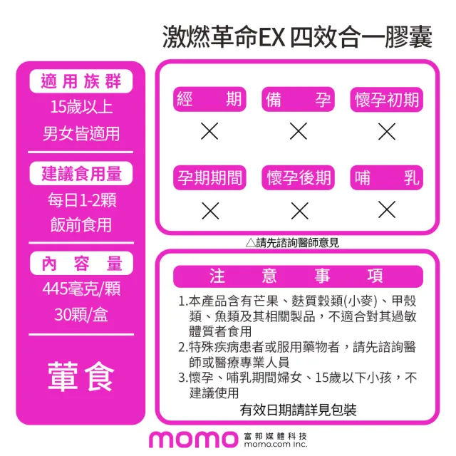 【荃贏全美】激燃革命EX 四效合一膠囊x1盒(30顆/盒)
