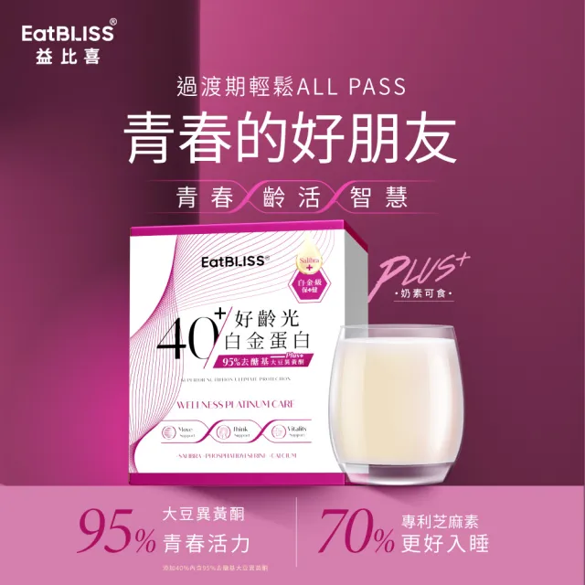 【EatBLISS 益比喜】好齡光白金蛋白大豆異黃酮plus 奶素(10包/盒x8) 優蛋白 蛋白粉 增強體力 乳清蛋白