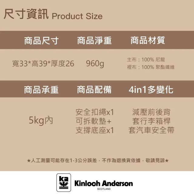 【金安德森】減壓透氣雙肩背包/可調節/皮革手提/防潑水/輕量/尼龍/寵物外出包/通勤外出-時尚黑