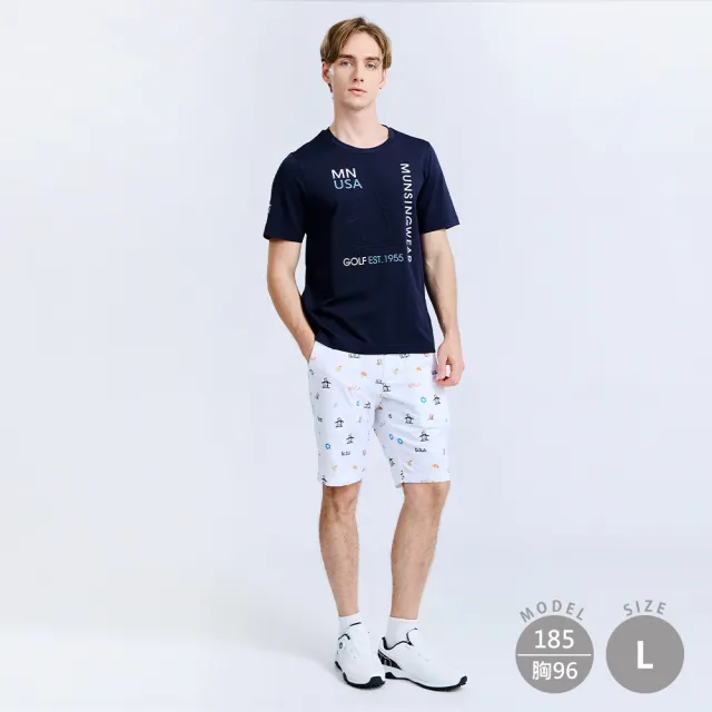 【Munsingwear】企鵝牌 男款藏青色 企鵝壓印LOGO印花圓領短袖T恤 MGXL2503