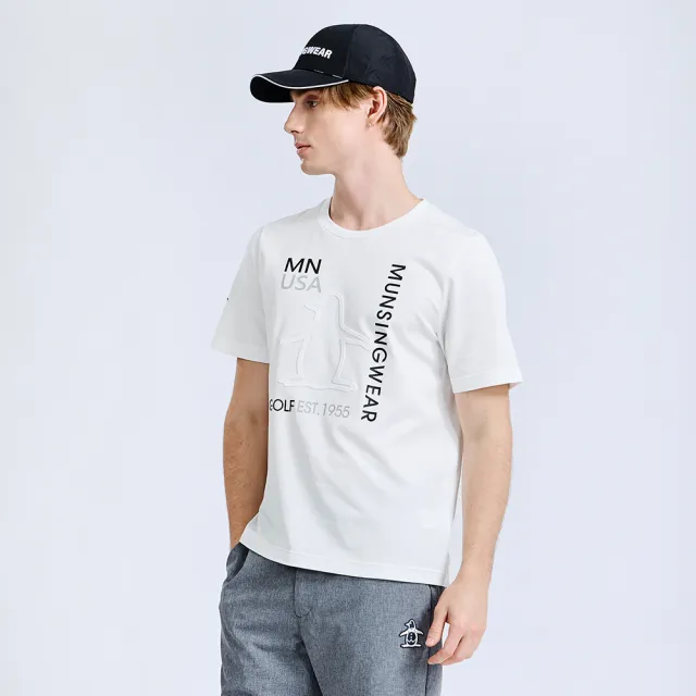 【Munsingwear】企鵝牌 男款白色 企鵝壓印LOGO印花圓領短袖T恤 MGXL2503