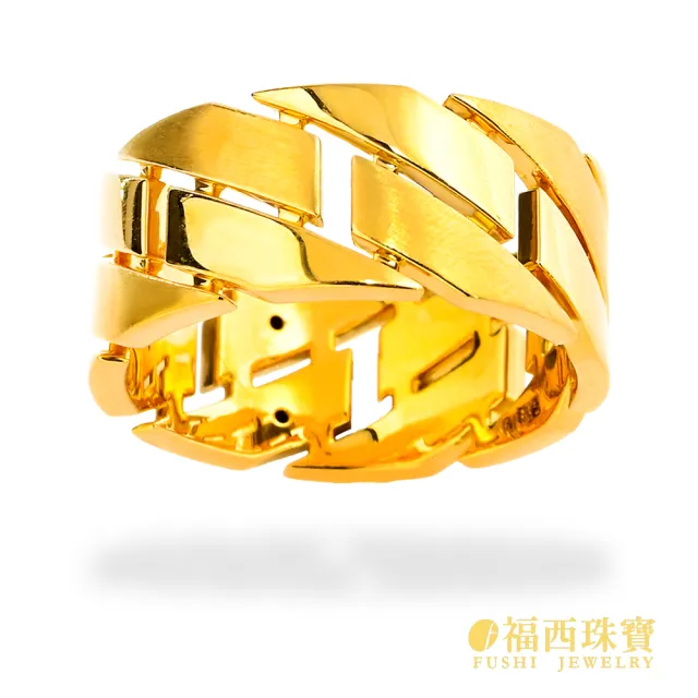 【福西珠寶】黃金戒指 #13號 鎧甲戒 6D立體寬版設計 硬派造型 固定戒圍(金重0.83錢正負0.03錢)
