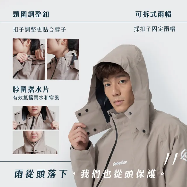 【OutPerform】背包款-ACE半斜開雙拉鍊連身式雨衣(半斜開雙拉鍊 重量更輕)