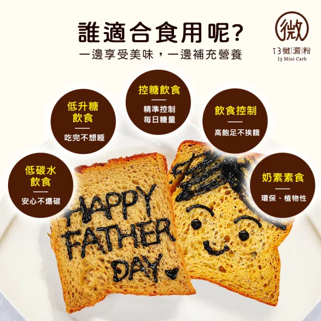 【i3微澱粉】低糖高纖爸氣吐司厚片8片x3組(271控糖配方 巧克力 營養師)
