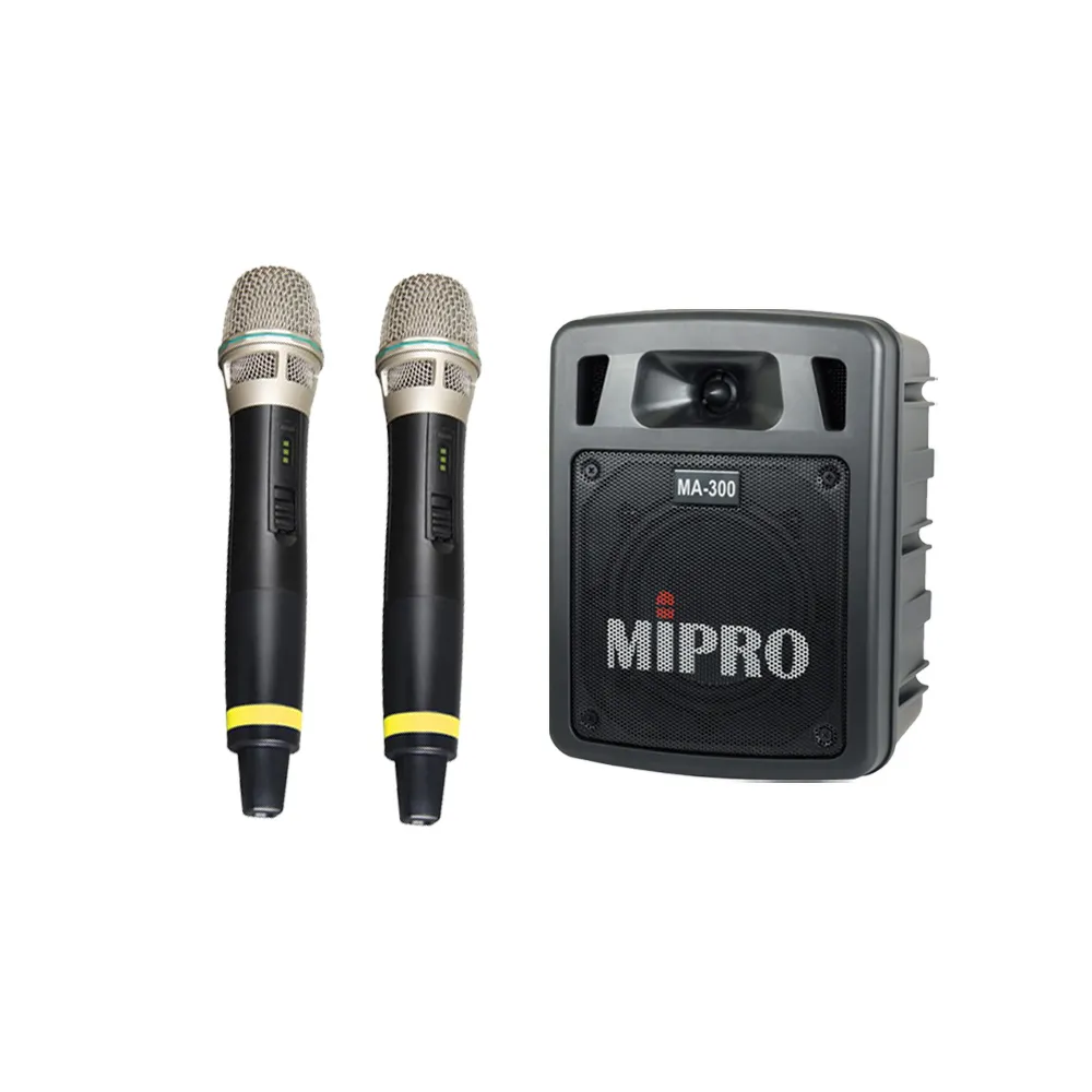 【MIPRO】MA-300D 最新三代5.8G藍芽/USB鋰電池 雙頻道迷你無線擴音機 配2手握58H無線麥克風