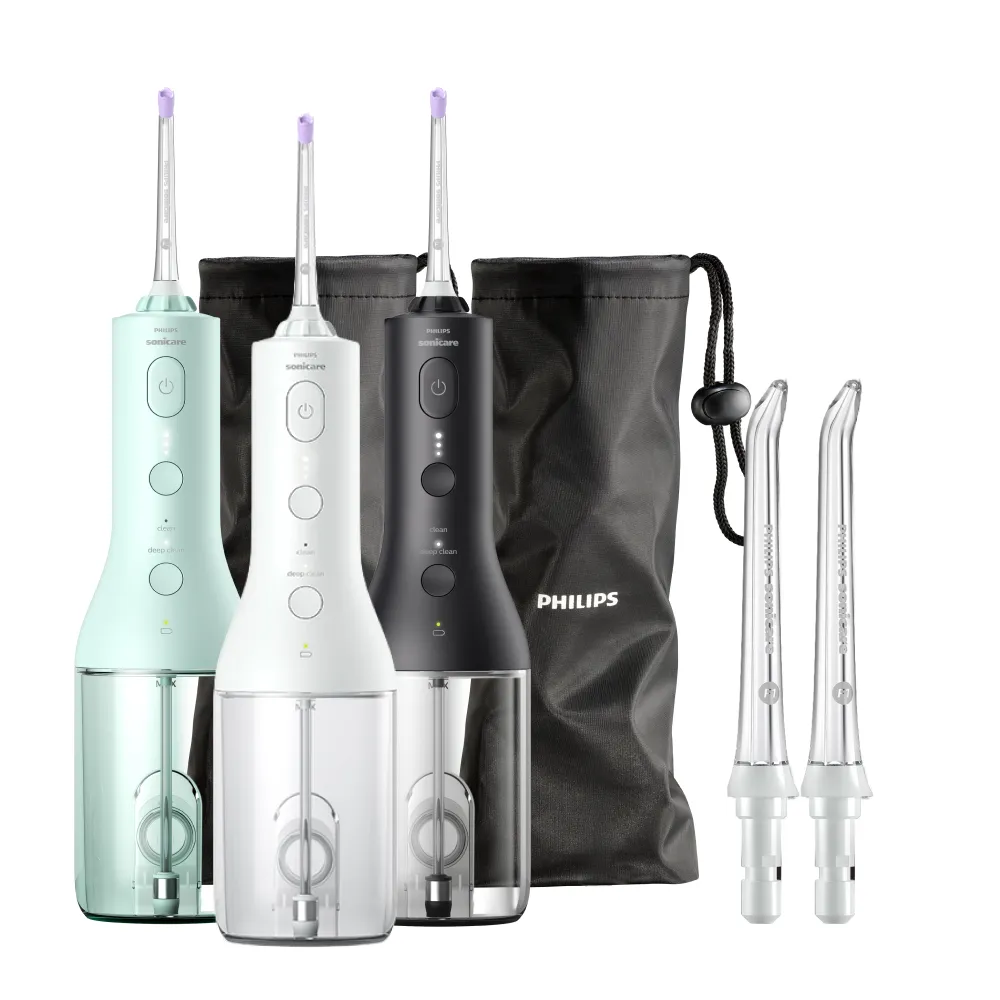 【Philips 飛利浦】HX3826 Sonicare攜帶型電動沖牙機 (X型水流/附兩入噴嘴/洗牙機/三色任選/官方直營)