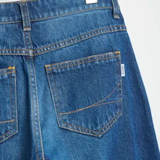 【SOMETHING】女裝 中腰休閒寬褲(中古藍)