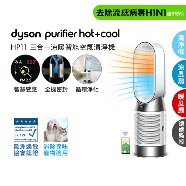 【dyson 戴森】SV50 鉛筆吸塵器/筆型吸塵器 + HP11 三合一涼暖智能空氣清淨機(銀白色) (超值組)