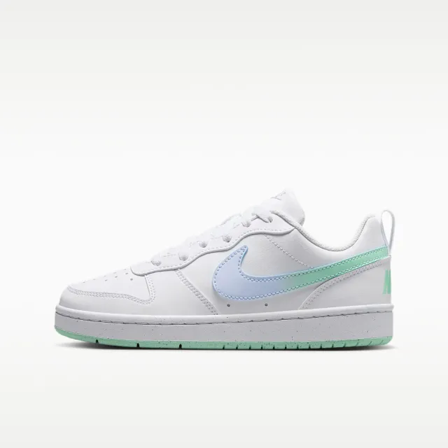 【NIKE 耐吉】休閒鞋 女鞋 大童 運動鞋 COURT BOROUGH LOW FADE GS 白灰綠 IQ6529-100 (2K2261)