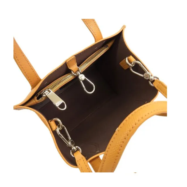 【FURLA 芙拉】WE00398 法國經典燙印LOGO牛皮手提肩背迷你斜背包(橘色)