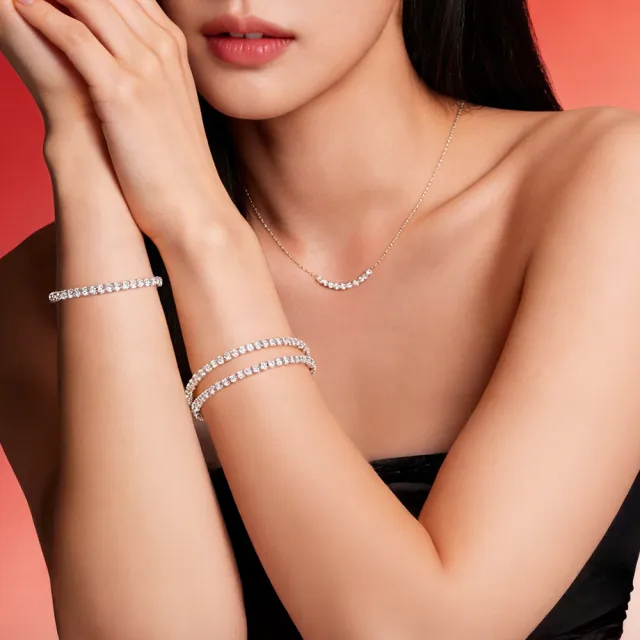 【JOY COLORi 未來鑽石】10K金 總重4.5克拉 15cm以下 鑽石手鍊 網球手鍊 (培育鑽石 BRJ302LGVB)