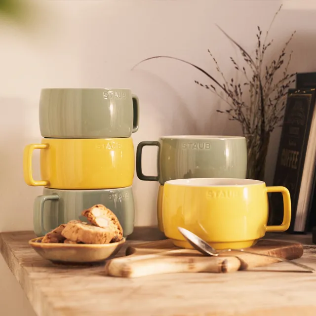 【STAUB】陶瓷早餐杯500ml-檸檬黃/莫蘭迪綠2色任選(德國雙人牌集團官方直營)
