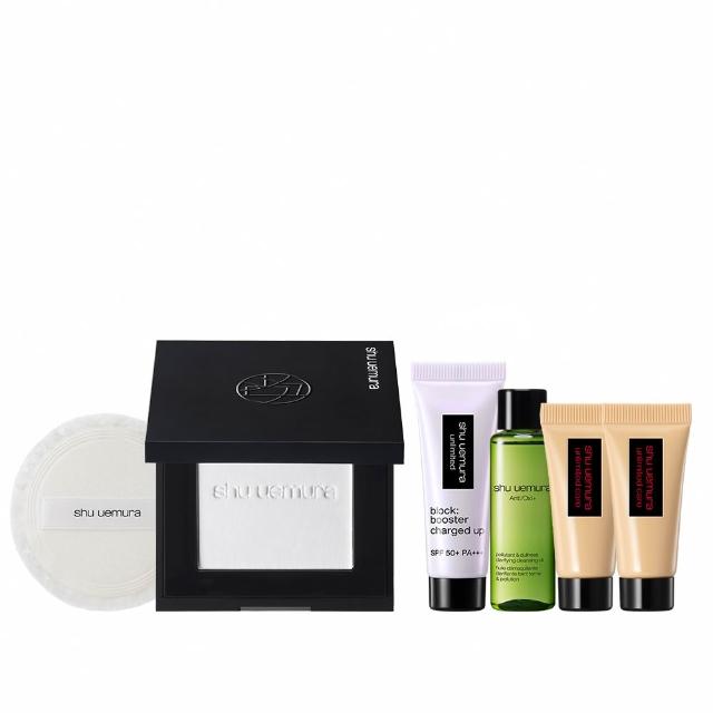 【Shu uemura 植村秀】官方直營  無極限霧光蜜粉餅組(Shu uemura/控油/定妝/粉蕊+粉餅盒+粉撲