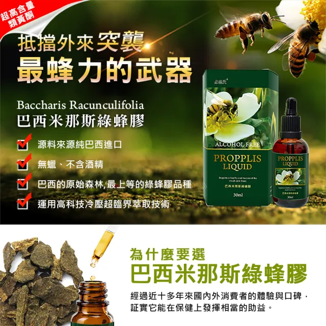 【草本之家】巴西米那斯綠蜂膠液1入組30ml/入(液態食品)