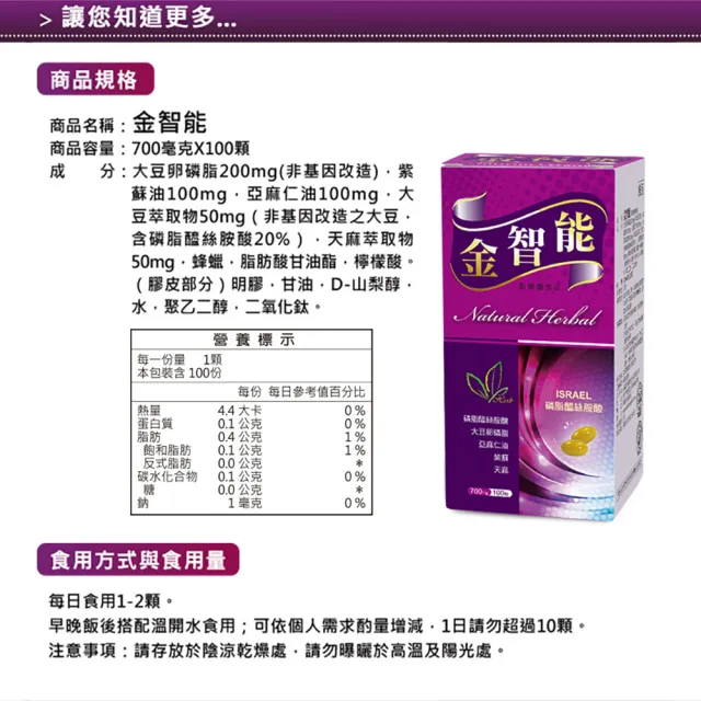 【草本之家】金智能軟膠囊3入組(100粒/入)(大豆卵磷脂.紫蘇油.亞麻仁油)