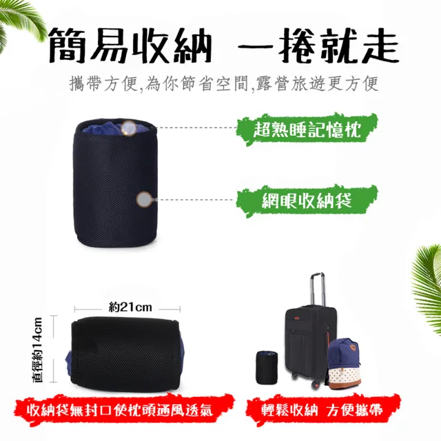 超熟睡記憶枕(戶外超熟睡記憶枕 旅行枕頭 記憶午睡枕 戶外露營專用枕 記憶枕)
