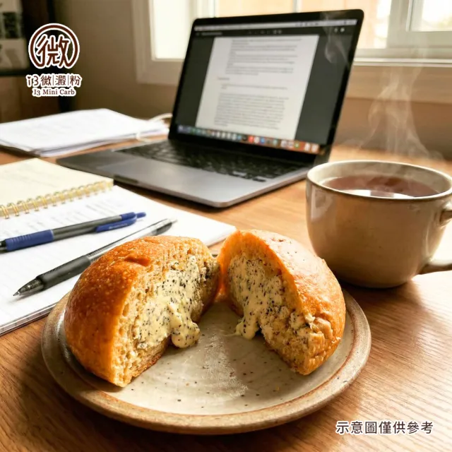 【i3微澱粉】低糖好纖手工麵包-伯爵茶餡小餐包6顆(271控糖配方 麵包 爆漿)