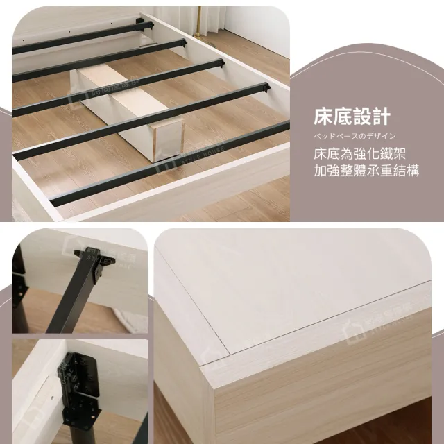 【時尚屋】[5U12]靜謐岩灰床片型5尺雙人床5U12-164+5U11-350 (台灣製/免組裝/雙人床)