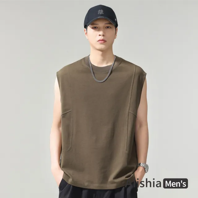 【Alishia】美式重磅純棉透氣男款無袖背心 上衣 M-3XL(白色 / 棕色 / 軍綠色 / 灰色 / 黑色)