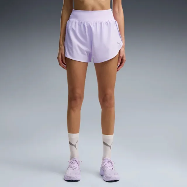 【PUMA】短褲 女 運動褲 3吋短風褲 歐規 Dreamrun 紫 52843146
