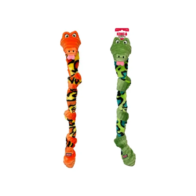 【KONG】寵物互動咬咬玩具－繩結絨毛蛇 M/L(顏色隨機 中型犬 大型犬 貓狗玩具 寵物玩具 禮物)