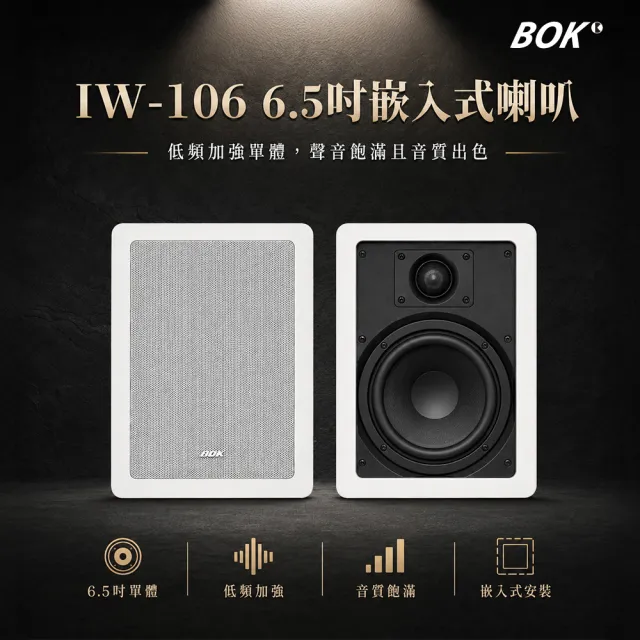 【BOK】AP Model 230 TWS藍牙小擴大機及IW-106 6.5吋嵌入式喇叭2支套組含MKL N60喇叭線20米