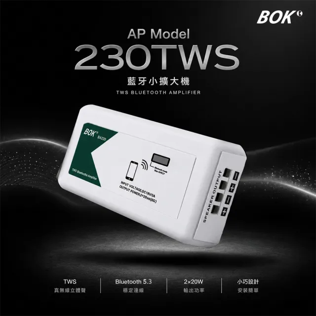 【BOK】AP Model 230 TWS藍牙小擴大機+ IS-208 8吋崁入式吸頂喇叭 (2支)